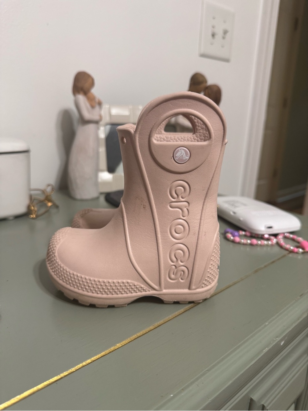 CROCS Handle It Kids' Waterproof Pull-On Rain Boots - Blush